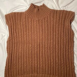 Tan Cowl Neck Sleeveless Sweater